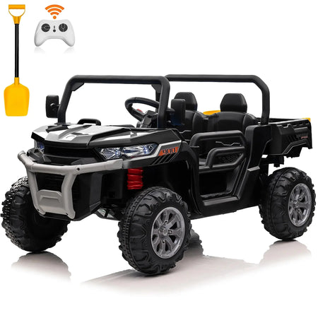 24V Ride on Dump Truck, 2 Seater Kids UTV Electric Car w/2.4G Remote Control, 4 Wheeler, Bluetooth Music, LED Lights, 24 Volt Ba AXSSIBLZ