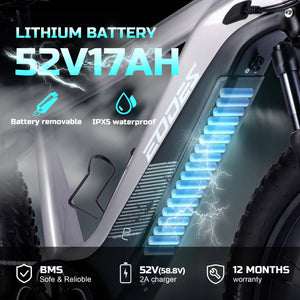 Adult electric bicycle tire 26 inch 52V750W motor 17AH high-quality battery cell mountain motorcycle with front shock absorber AXSSIBLZ