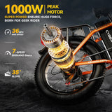 1000W Folding Electric Bike, 48V 20AH Large Removable Battery E Bike, 30+MPH, 80 Miles Max Range, 20" Fat Tire Electric Bike for AXSSIBLZ