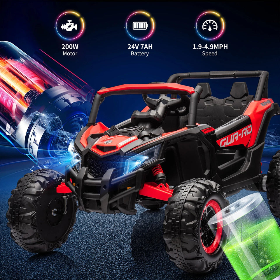 24V Ride On UTV Car, Battery Powered Electric Vehicles, Kids UTV with Remote Control, Spring Suspension,200W Motor, Metal Frame AXSSIBLZ