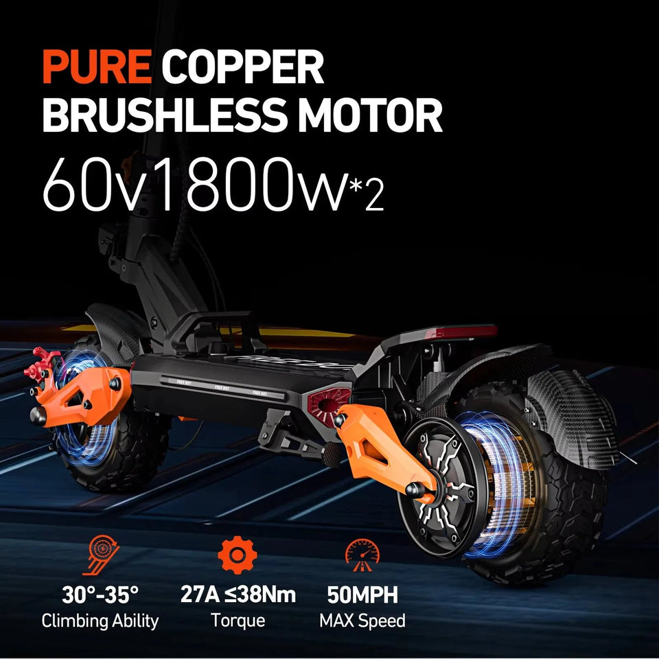 Dual Motor Adult Dual Shock-Absorbing Electric Scooter Long Endurance Double Rocker Arm Commuter Off-Road E-Scooter AXSSIBLZ