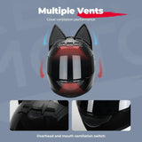 Motorcycle Helmet Detachable Full Face DOT Certification Safety Cat Ears Moto Helmets For Women Breathable Soft Comfort Lining AXSSIBLZ