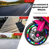 12V Electric Kids' Ride on Vehicles, Powered Toy Motorcycle, Child Motorcycle Ride on With Light Wheels and Bluetooth Music Pink AXSSIBLZ