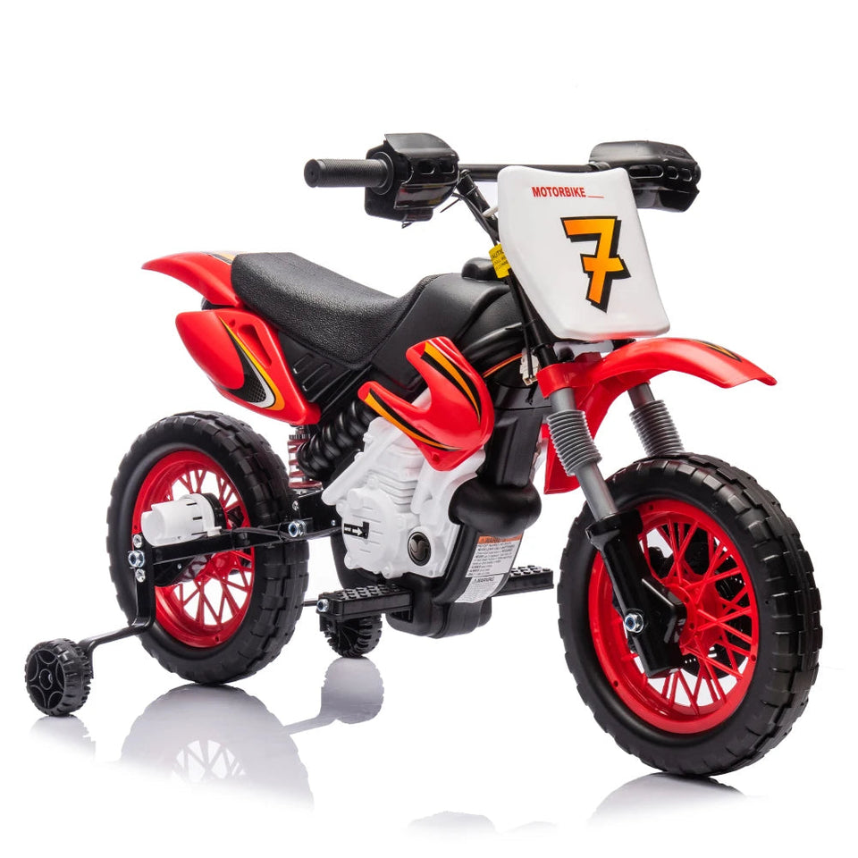 12V Kids Ride On Electric Toy Motorcycle,Rear suspensionTwist Grip Throttle,Slow Start,Removable training wheels,Indie music box AXSSIBLZ