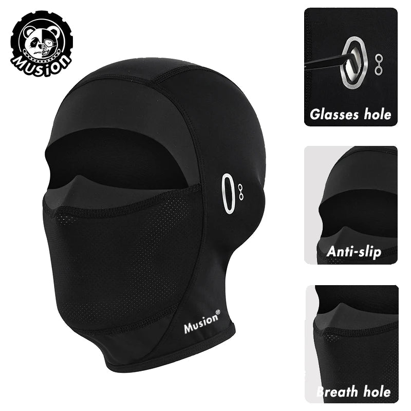 Musion Cycling Helmet Balaclava with Glasses Hole Motorcycle Full Face Mask Sun Protection Ice Silk Biker Headgear Breathable fo AXSSIBLZ
