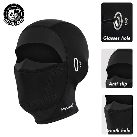 Musion Cycling Helmet Balaclava with Glasses Hole Motorcycle Full Face Mask Sun Protection Ice Silk Biker Headgear Breathable fo AXSSIBLZ