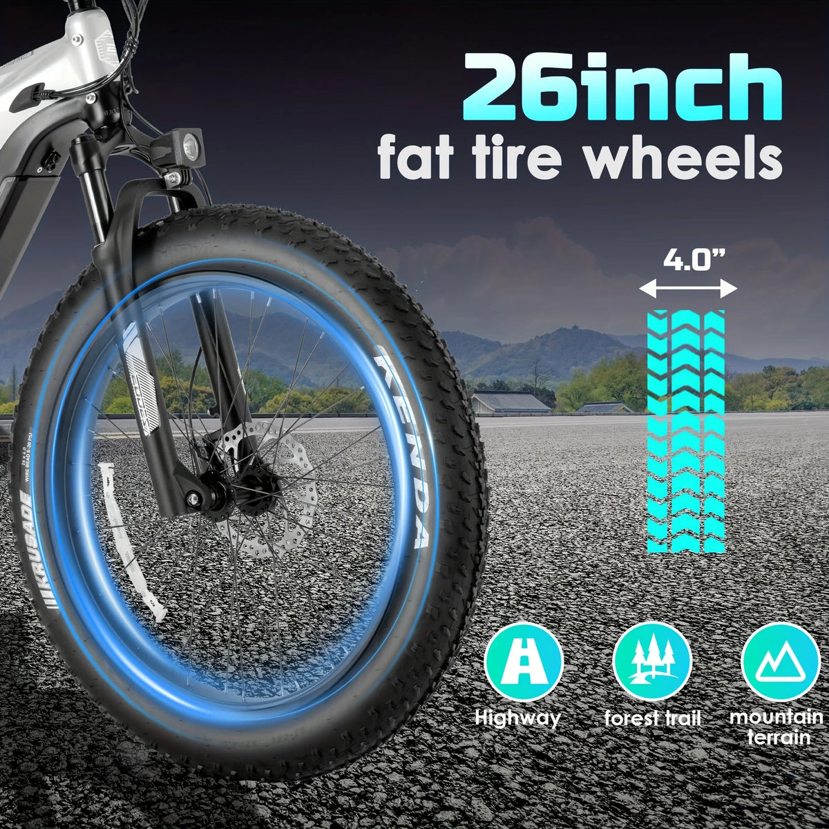 Adult electric bicycle tire 26 inch 52V750W motor 17AH high-quality battery cell mountain motorcycle with front shock absorber AXSSIBLZ