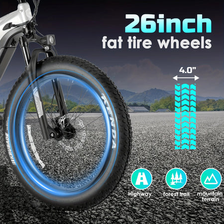 Adult electric bicycle tire 26 inch 52V750W motor 17AH high-quality battery cell mountain motorcycle with front shock absorber AXSSIBLZ