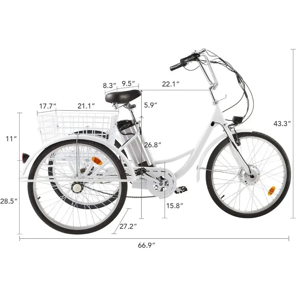 3 Wheel Electric Tricycle with Basket - AXSSIBLZ