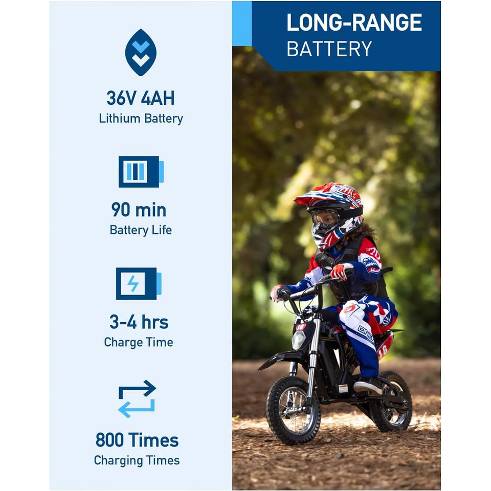 Hiboy 36V&300W Electric Motorcycle - Up to 15.5MPH & 13.7 Miles Long-Range, 3-Speed Modes Electric Dirt Bike for Kids Ages 3-10 AXSSIBLZ