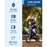 Hiboy 36V&300W Electric Motorcycle - Up to 15.5MPH & 13.7 Miles Long-Range, 3-Speed Modes Electric Dirt Bike for Kids Ages 3-10 AXSSIBLZ