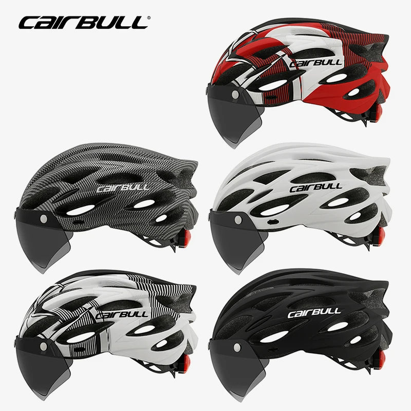 Lightweight Bicycle Helmet MTB Mountain Road Comfortable Breathable Led Safety Bike Helmets Men Women Detachable Goggles 54-62CM AXSSIBLZ