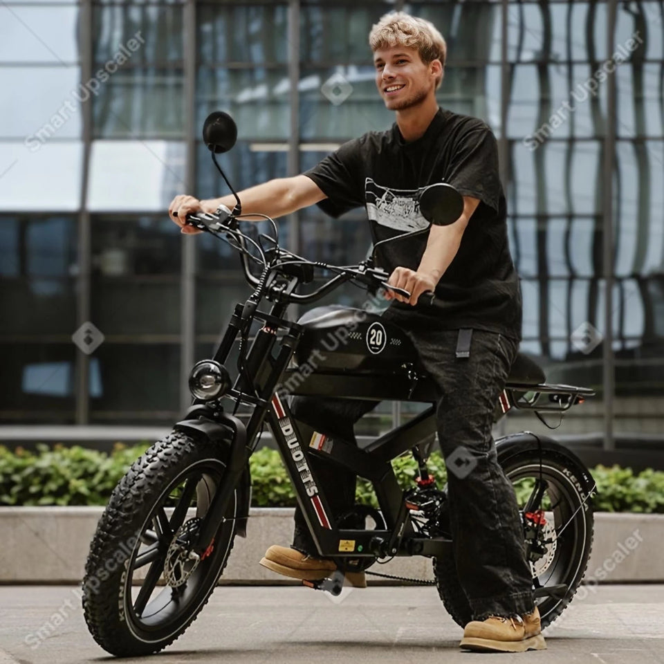 Electric Motorcycle Adults 750Watt 52V27AH Lithium Battery Electric Bikes Full Suspension Hydraulic Brake 20*4 Fat Tire Bicycle AXSSIBLZ