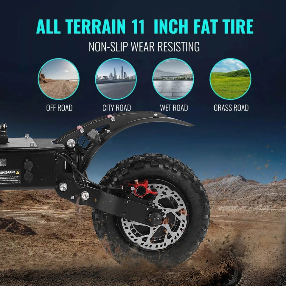 Portable Electric Scooter With 11'' Off Road Vacuum Tire,6000W 60V 38Ah High Power,Max Speed 80-85KMH,Dual Motor Drive E-scooter AXSSIBLZ
