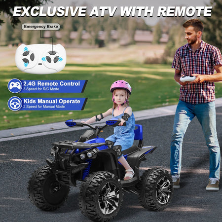 4x4 24V Kids Ride on ATV w/ Remote, 2 Seater Powerful 4-Wheeler Quad Electric Car, 800W Motor Ride on Toys w/ High/Low Speed AXSSIBLZ