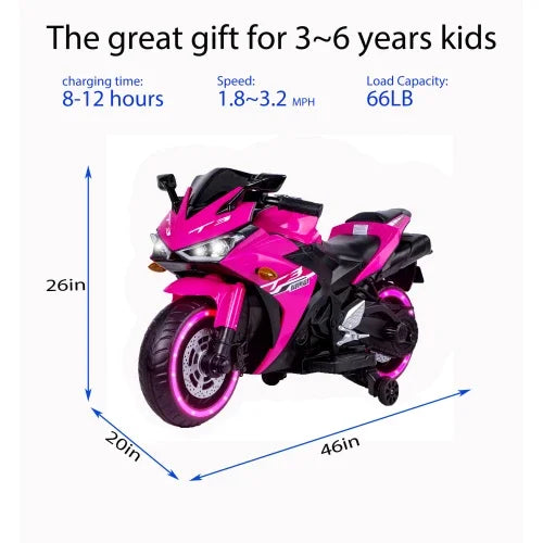 kids motorcycle 12V motorcycle for kids 3 4 5 6 years Boys Girls 12v7ah kids motorcycle ride on toy with Training Wheels/manual AXSSIBLZ