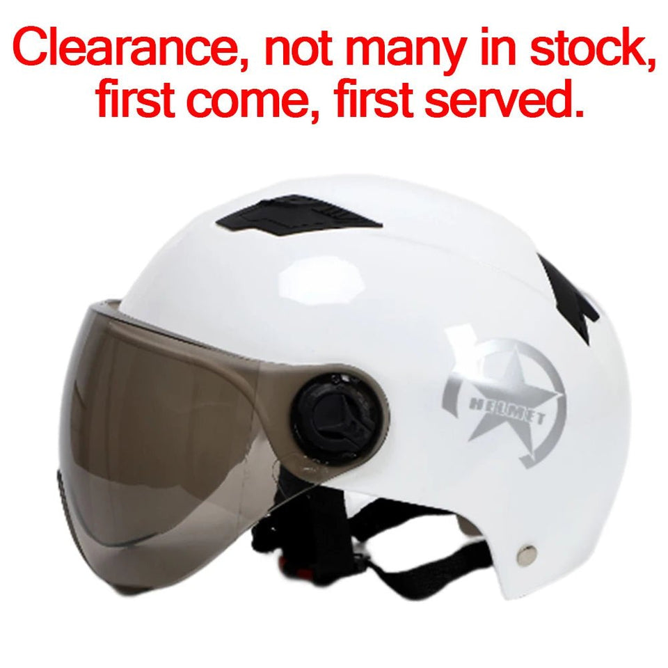 Men Motorcycle Helmet,Woman Electric Motor Car Scooter Bike Open Face Half Helmet,Anti-UV Safety Hat Bicycle Cap with Goggles AXSSIBLZ
