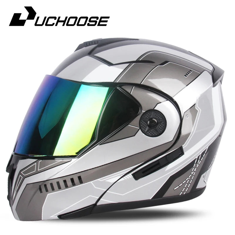 Flip-Up Motorcycle Helmet – Dual Lenses, Full Face Protection, Ideal for Riding & Motocross AXSSIBLZ