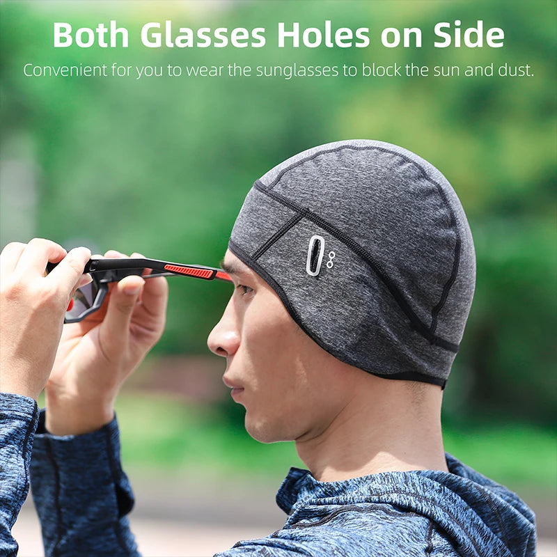 WEST BIKING Winter Fleece Cycling Cap Windproof Thermal Skull Cap Helmet Liner Running Skiing Motocycle Riding Men MTB Bike Hat AXSSIBLZ