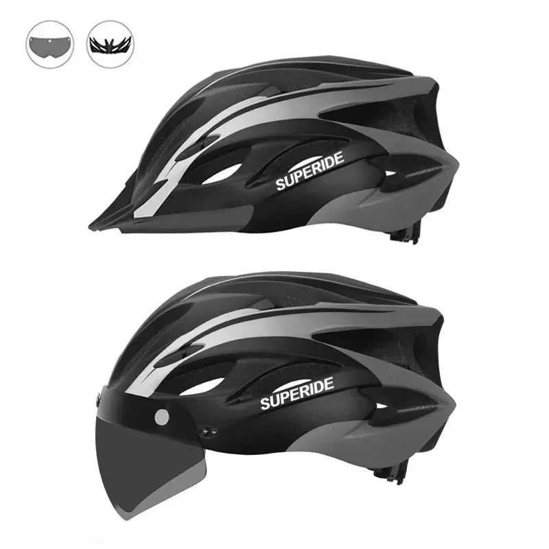 SUPERIDE Road Bike Helmet w/ Visor & Rearlight - AXSSIBLZ