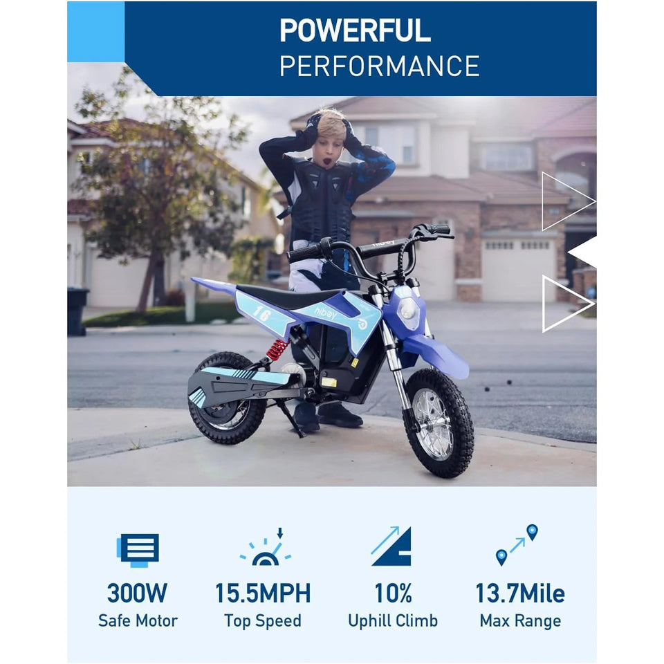 Hiboy 36V&300W Electric Motorcycle - Up to 15.5MPH & 13.7 Miles Long-Range, 3-Speed Modes Electric Dirt Bike for Kids Ages 3-10 AXSSIBLZ