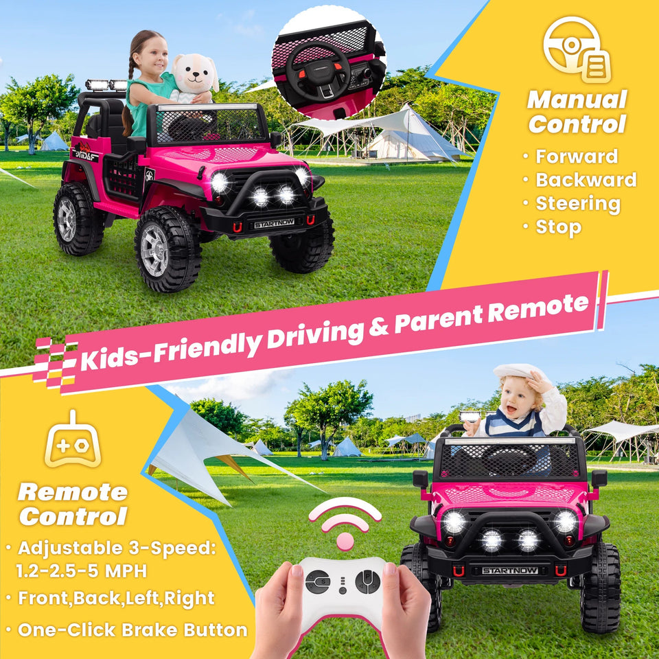 24V 4WD Ride on Car Power 4 Wheels w/Gift Flower, Remote Control, 2 Seater, 4X200W Motor, 3 Speeds, Pop Music, Spring Suspension AXSSIBLZ