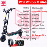 Original Kaabo Wolf Warrior X 10inch 60V 21Ah 60V 28Ah Battery Top speed 70km/h Electric Scooter with Hydraulic Shock Absorption AXSSIBLZ