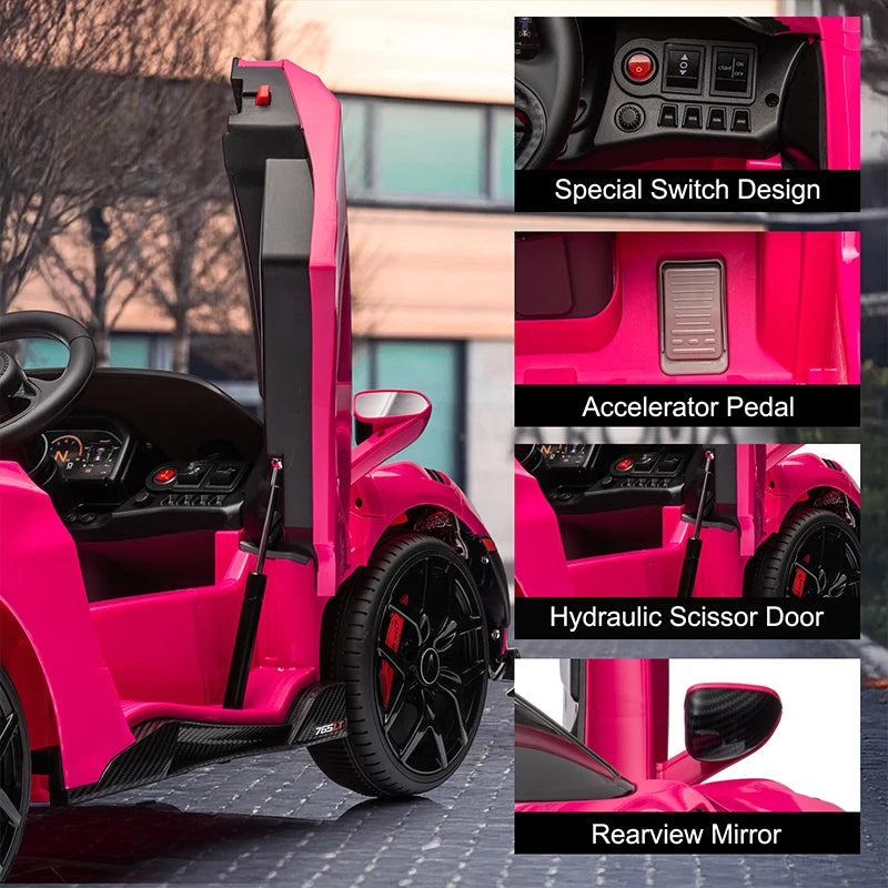 12V Licensed McLaren 765LT Kids Ride On Toy,Electric Vehicle for Toddler Age 3+,Battery Powered Ride On Car with Hydraulic Doors AXSSIBLZ