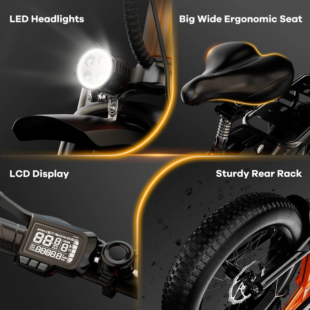 1000W Folding Electric Bike, 48V 20AH Large Removable Battery E Bike, 30+MPH, 80 Miles Max Range, 20" Fat Tire Electric Bike for AXSSIBLZ