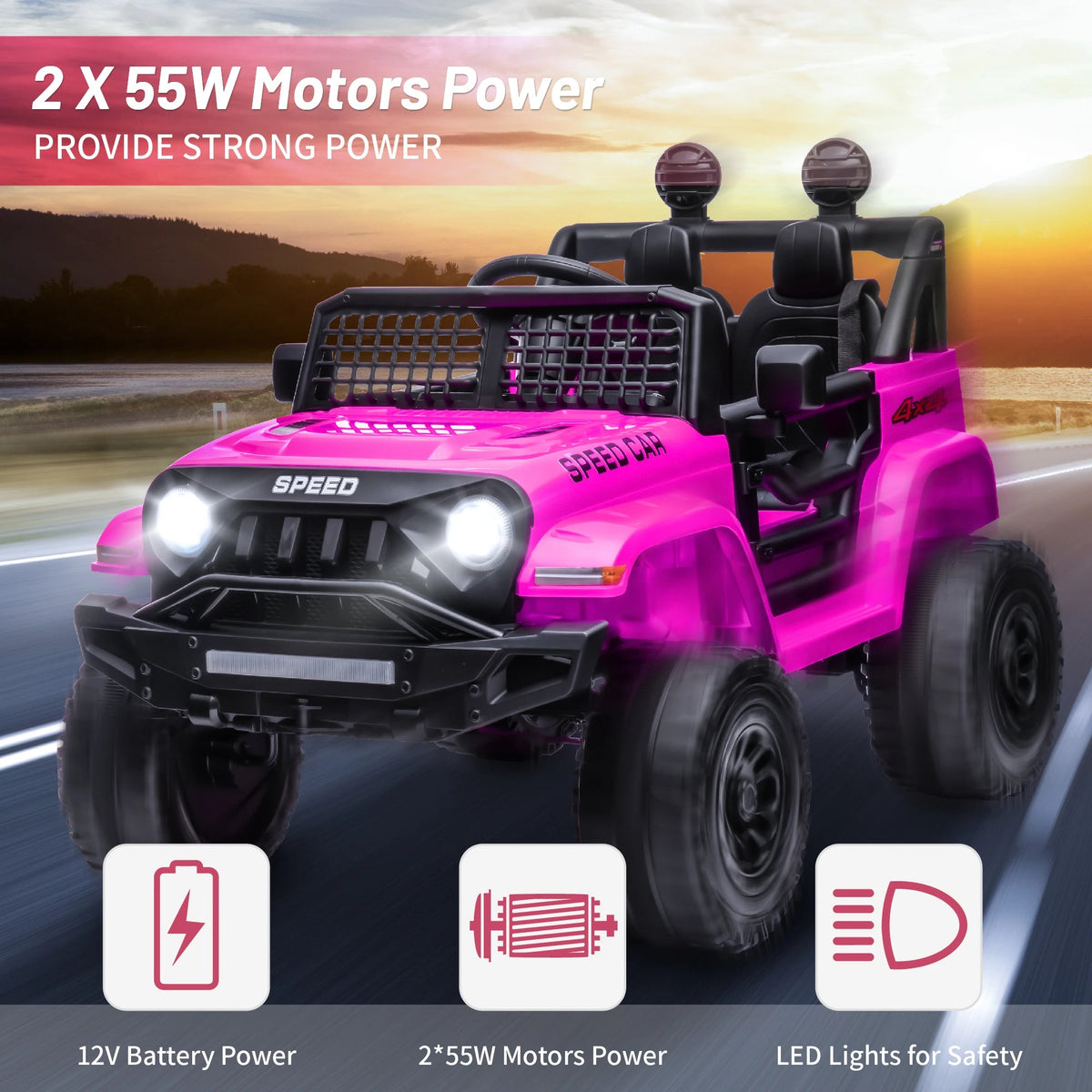 12V Ride On Car, Electric Car for Kids, 12V Ride on Toys, Kids Cars with 3 Speeds Adjustable w/Bluetooth, Parent Remote Control AXSSIBLZ