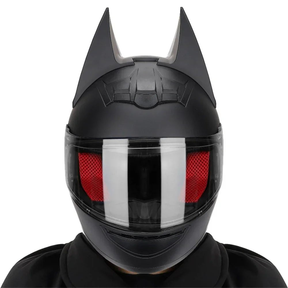 Motorcycle Helmet Full Face Bat Ears For Man Detachable Horns Summer Breathable Motorcross Racing MotorBike Safety Moto Helmets AXSSIBLZ
