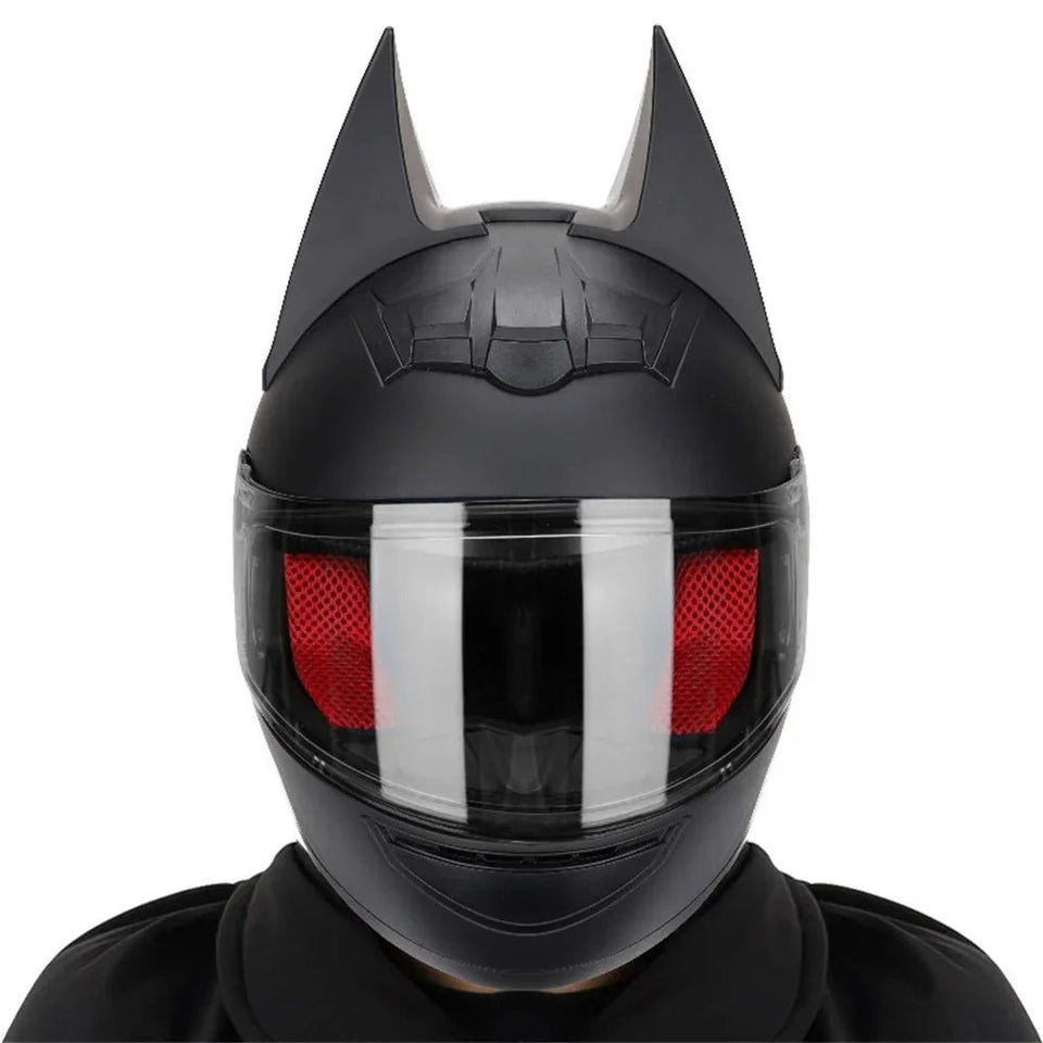 Motorcycle Helmet Full Face Bat Ears For Man Detachable Horns Summer Breathable Motorcross Racing MotorBike Safety Moto Helmets AXSSIBLZ