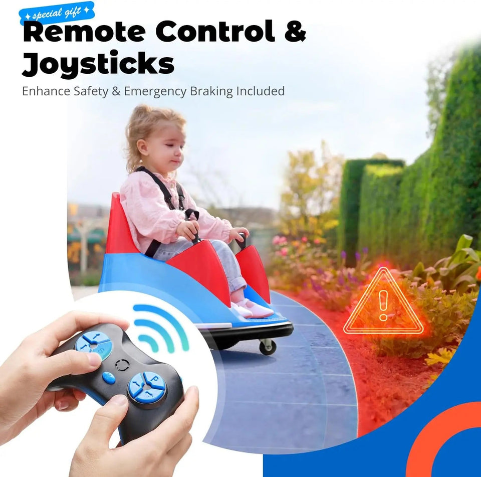 12V Bumper Car for Kids Toddler 1.5-6 Years with Remote Control Bluetooth Music 3 Speeds DIY License Plate Electric Ride on Toys AXSSIBLZ