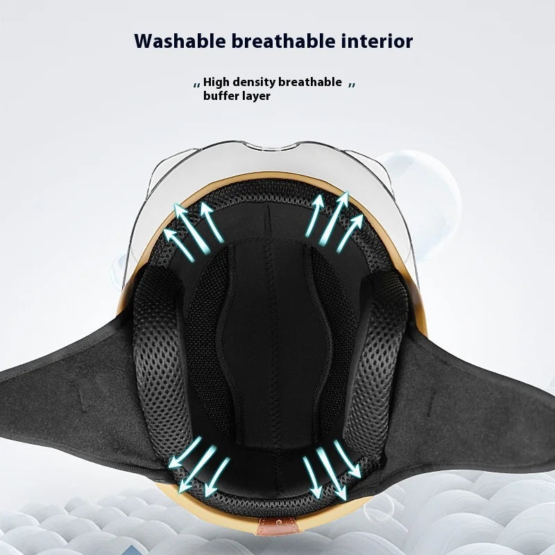 Four Season Universal Classic Retro Leather Electric Bike Motorcycle Helmet Harley Helmet Scooter Men'S And Women'S Half Helmets AXSSIBLZ