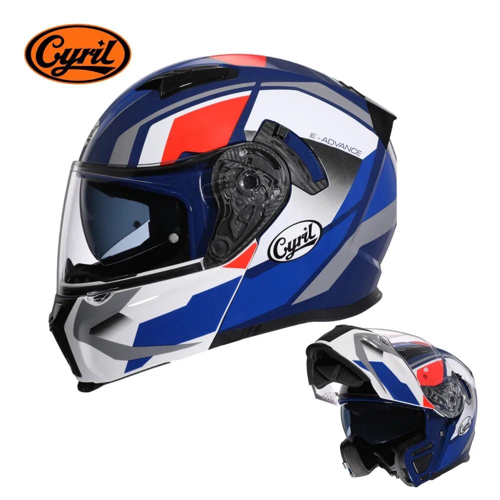 Motorcycle Helmet Dual Visor Modular Flip Up Full Face Helmet for Adult Men Women DOT ECE Approved Casco Moto CYRIL AH121 AXSSIBLZ