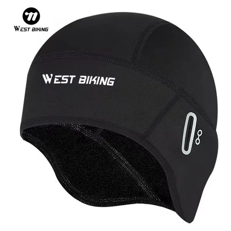 WEST BIKING Winter Fleece Cycling Cap Windproof Thermal Skull Cap Helmet Liner Running Skiing Motocycle Riding Men MTB Bike Hat AXSSIBLZ