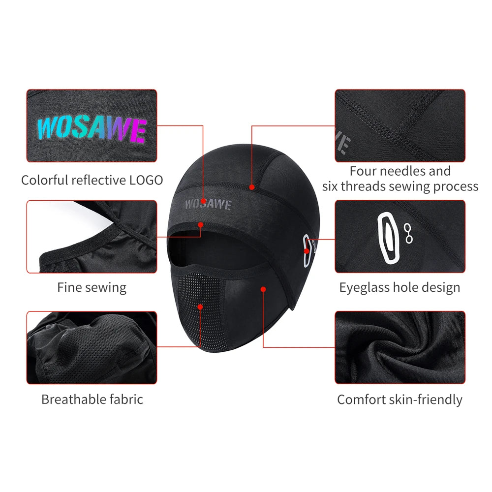 WOSAWE Sports Helmet Liner Ice Silk Hat Breathable Windproof Sports Balaclava Summer Headwear Motorcross Face Mask Cycling Cap AXSSIBLZ