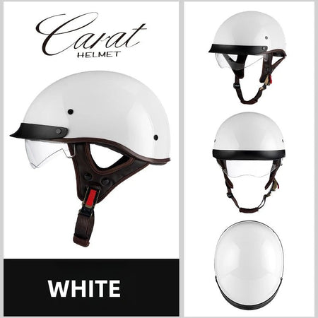 Leather Retro Motorcycle Half-Covered Helmet Comfortable Lightweight Men Portable Helmet snow Skiing Helmets with Goggles cover AXSSIBLZ